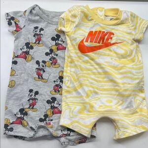 Nike Kids Bodysuit Set - Yellow, Gray, and Red